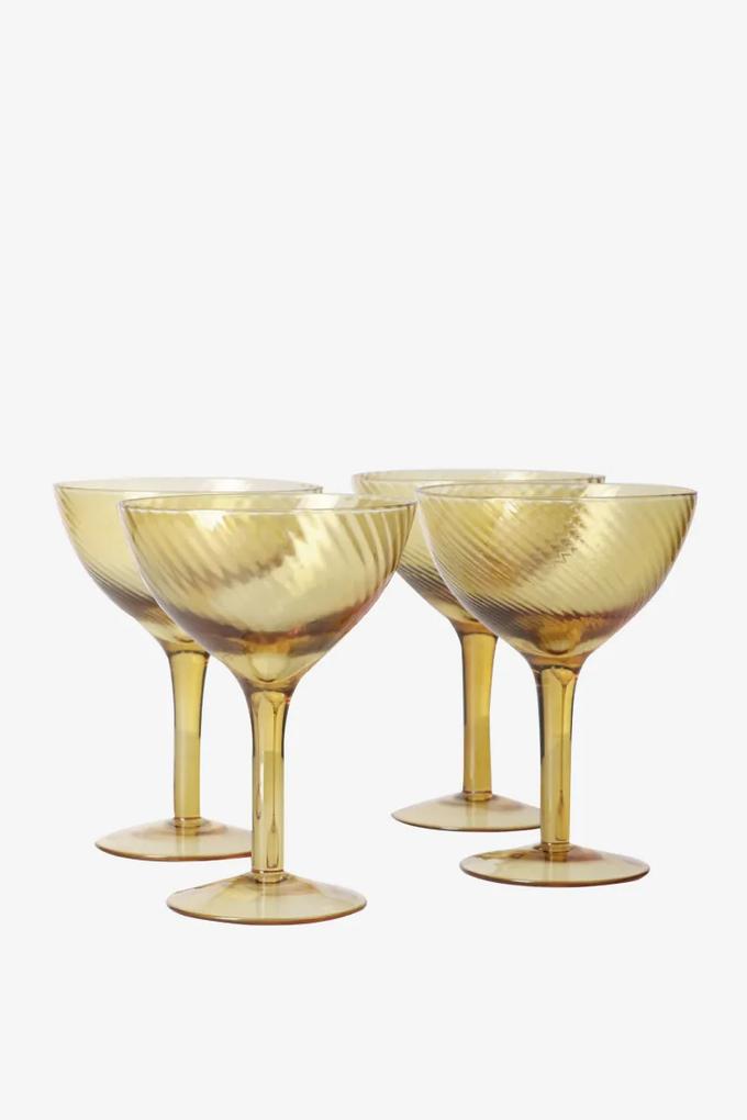 Geel/goud champagne glas