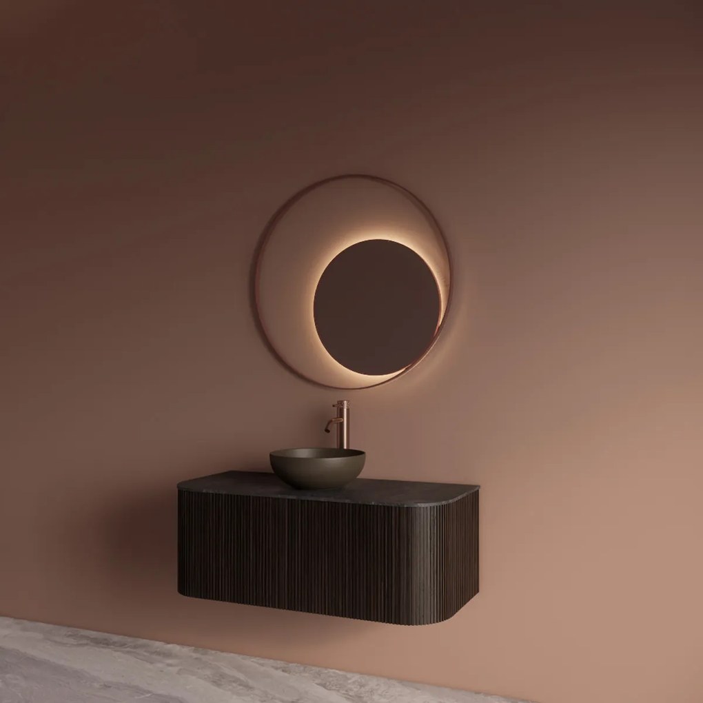 Gliss Design Kosmos spiegel rond met cirkel 80cm koper rosé met handsensor