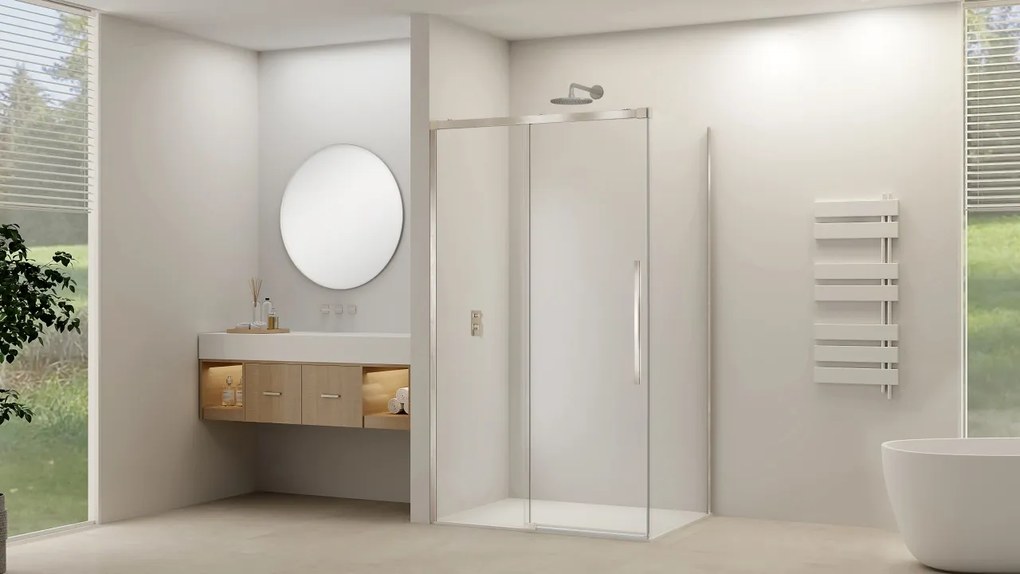 Van Rijn ST09 hoekcabine met helder glas 90x160cm geborsteld RVS