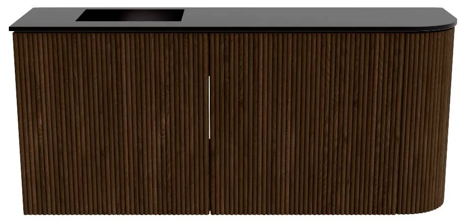 Mondiaz Joya 90cm toiletmeubel ronding rechts walnut met wastafel faye links 1 kraangat urban