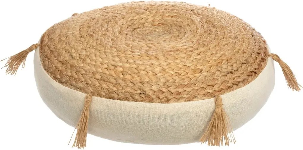 Atmosphera Ritual vloerkussen - Gerecycled Jute - Beige Motief - Extra Dikte - Diameter 38 x h8 cm