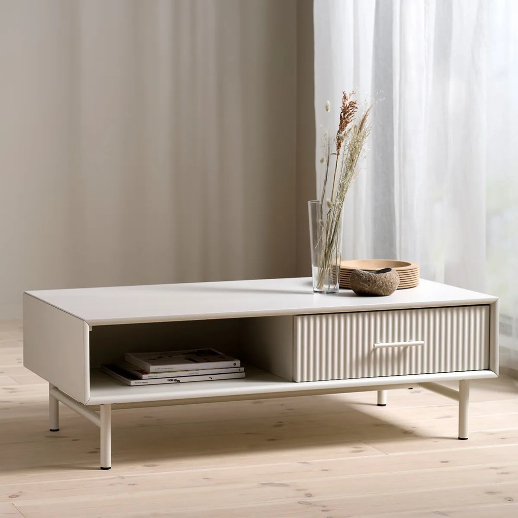 Salontafel Greige Met Opbergruimte - 120 X 60cm.