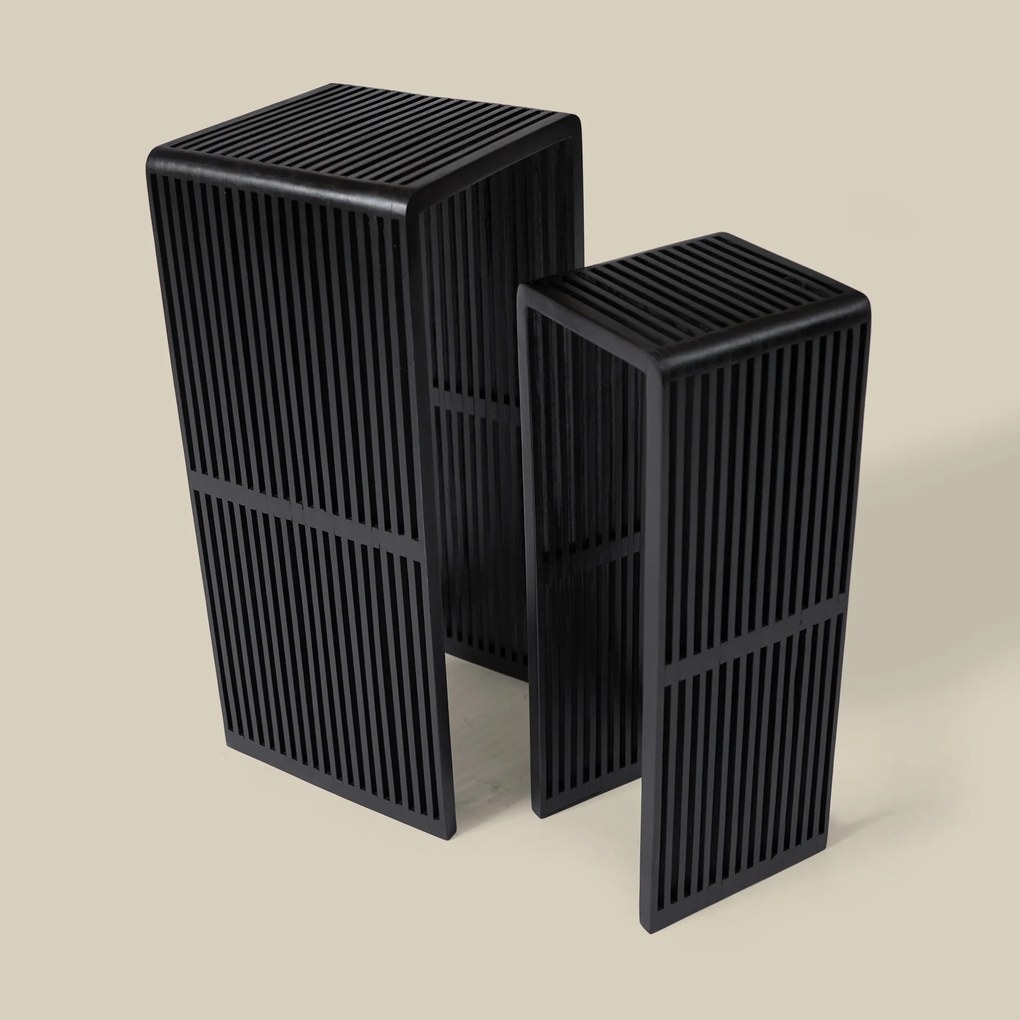 Zuilen Set Teak Latjes Zwart