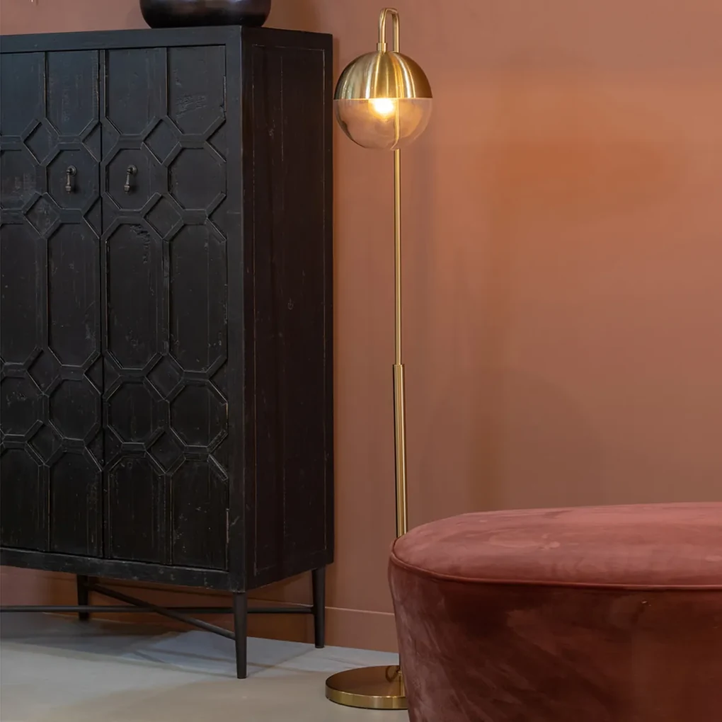 BePureHome Globular Messing Vloerlamp Met Glas