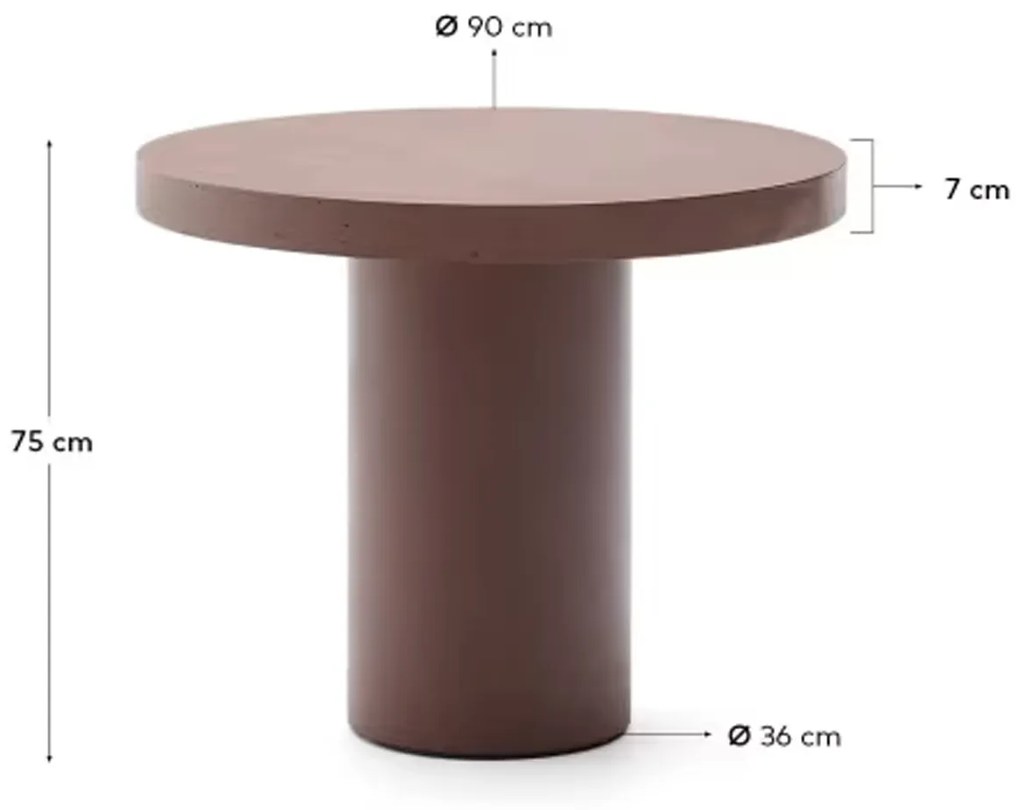 Kave Home Aiguablava Cement Eettafel Rond Terracotta 90 Cm - 90 X 90cm.