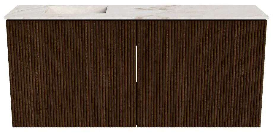 Mondiaz Joya DLux 90cm toiletmeubel walnut met wastafel faye links zonder kraangat frappe