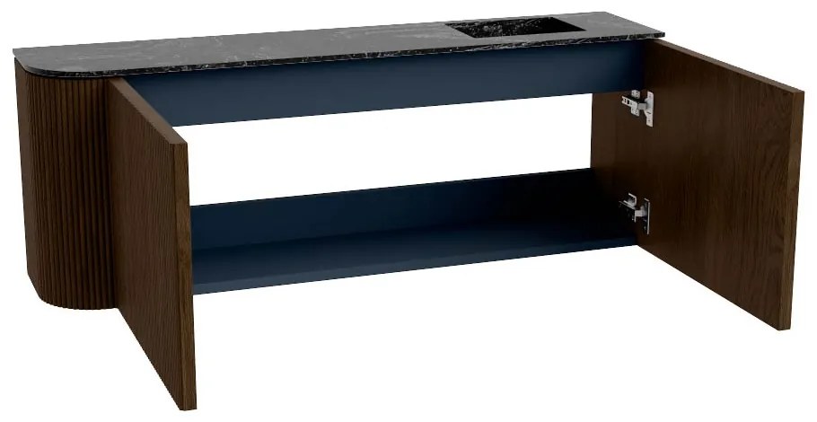 Mondiaz Joya DLux 110cm toiletmeubel ronding links walnut met wastafel faye rechts zonder kraangat lava