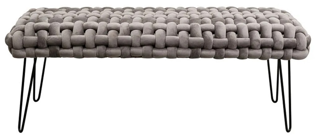 Kare Design Weave Grey Grijs Bankje Gewoven Fluweel