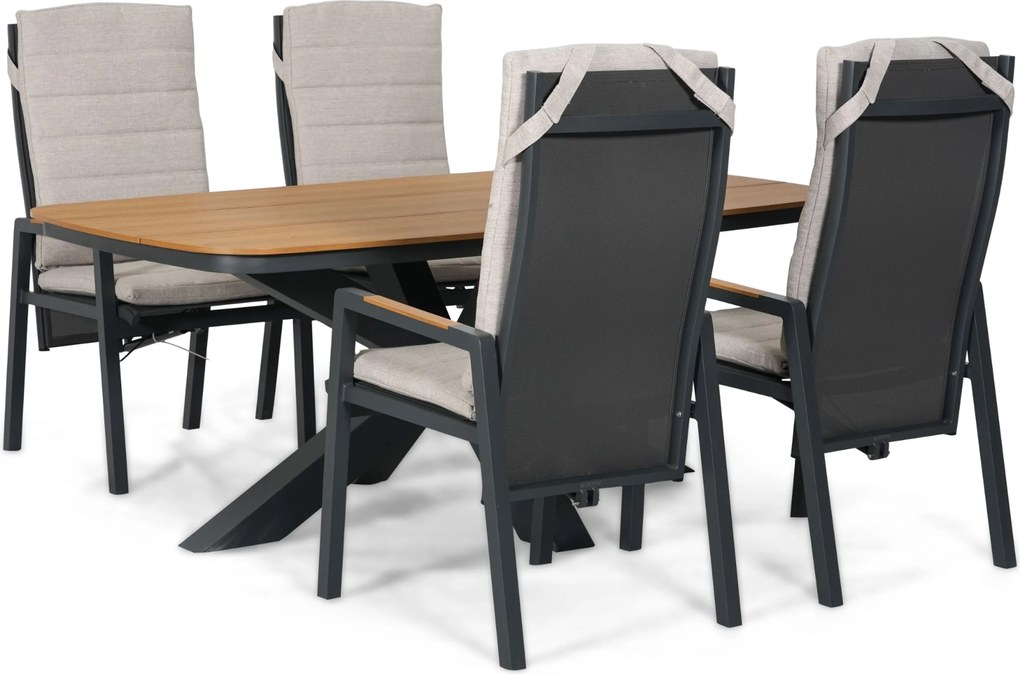 Tuinset 4 personen 180 cm Aluminium Grijs Lifestyle Garden Furniture Vivaro/Camila