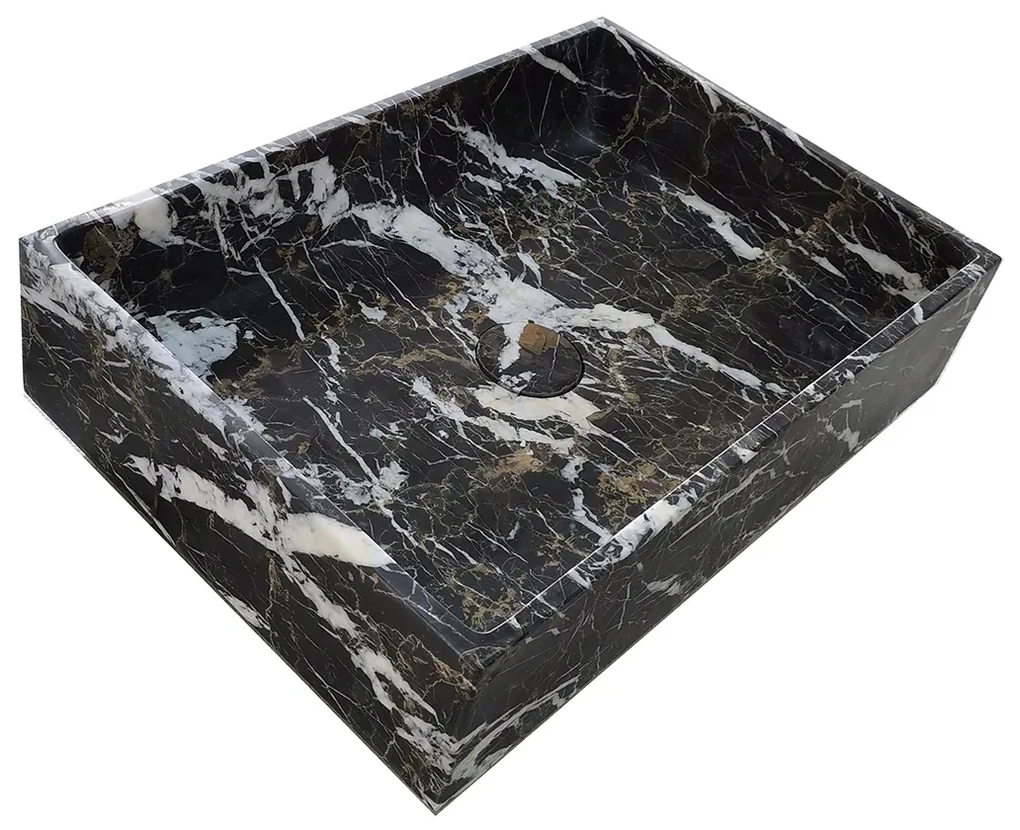 Saniclear Portoro Gold marmer waskom rechthoekig 50x35cm