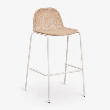 Set Van 2 Stapelbare Hoge Tuinkrukken Van Synthetisch Riet Reiven ↑75 Cm & Tapioca Beige - Sklum
