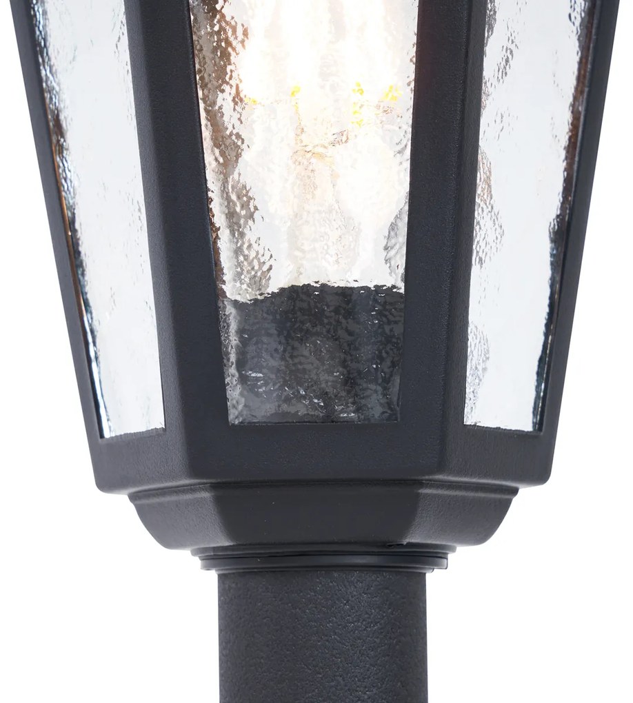Klassieke buitenpaal zwart 122cm IP44 - New Haven Hammered Klassiek / Antiek E27 IP44 Buitenverlichting rond