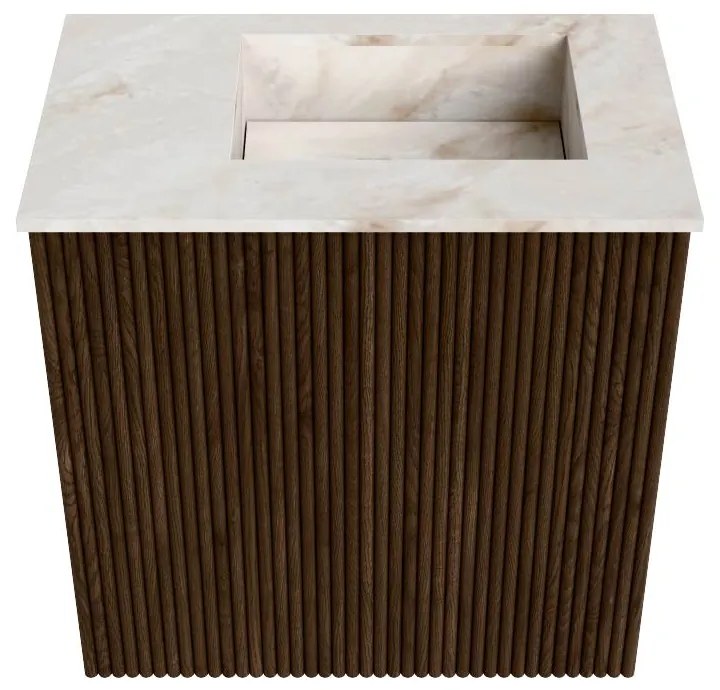 Mondiaz Joya DLux 40cm toiletmeubel walnut met wastafel faye rechts 1 kraangat frappe