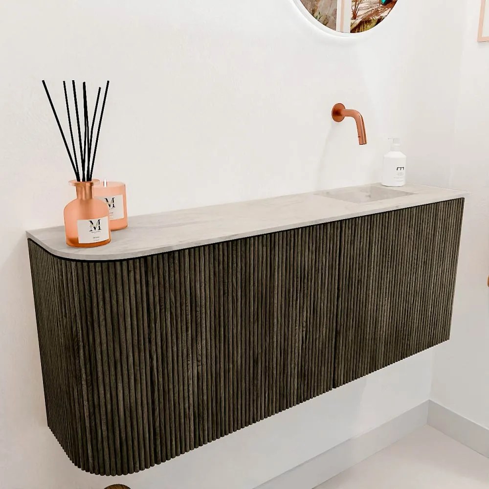Mondiaz Joya DLux 100cm toiletmeubel ronding links shadow met wastafel faye rechts zonder kraangat ostra