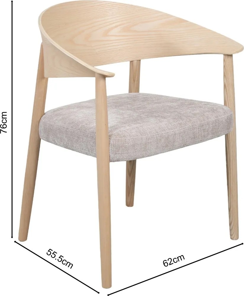Eetkamerstoel Gebogen Hout Met Beige Stof