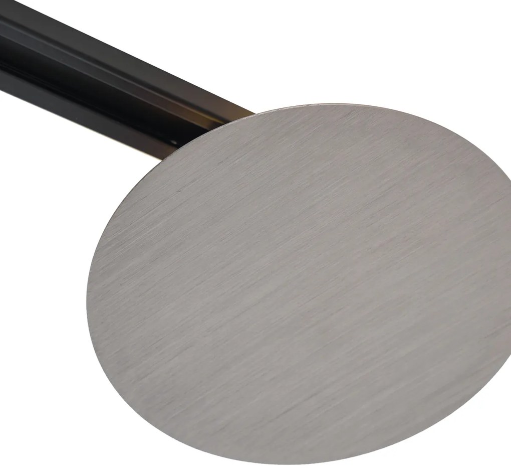 Moderne plafondlamp gunmetal voor railsysteem 1-fase 2-lichts - Iconic Pulley
