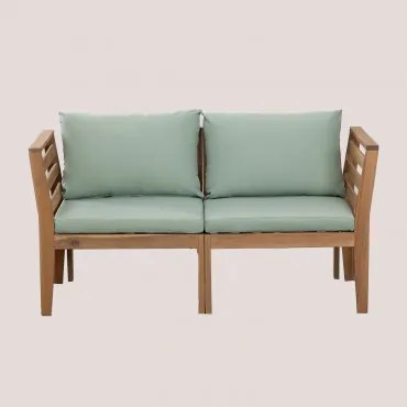 Filips 2-delige Modulaire Tuinbank Met Armleuningen In Acaciahout Groen – Khaki - Sklum