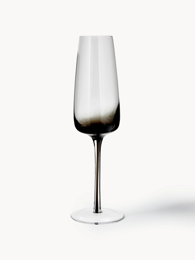 Mondgeblazen champagneglazen Smoke met kleurverloop, 4-delig