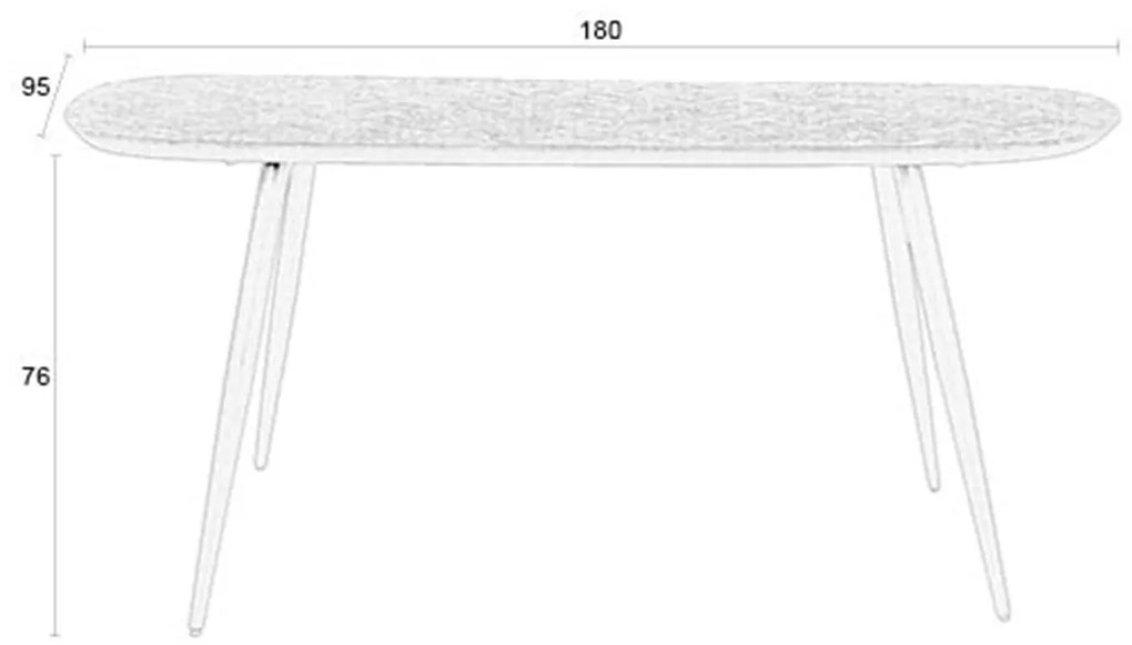 Ovale Eettafel Donker Teak Hout - 180 X 90cm.