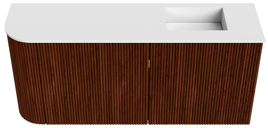 Mondiaz Joya 90cm toiletmeubel ronding links ruby met wastafel faye rechts zonder kraangat talc