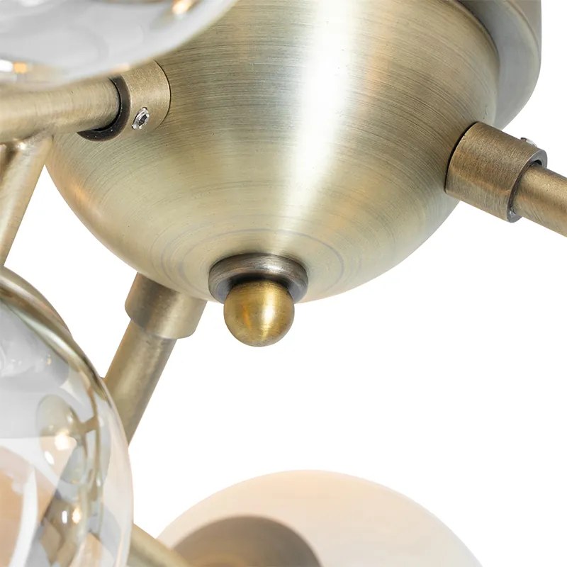 Smart plafondlamp brons met amber glas 12-lichts incl. 12 Wifi G9 - Bianca