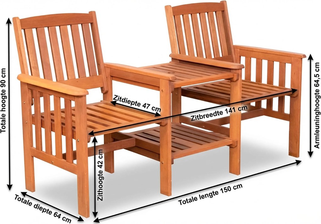 Memphis Tete A Tete Bank Meranti Zand/Beige