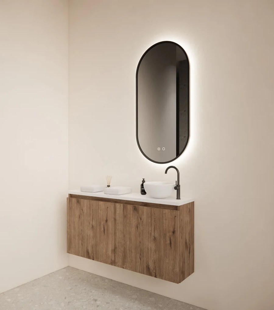 Gliss Design Echo toiletmeubel 100cm wellington oak met toppaneel wit mat