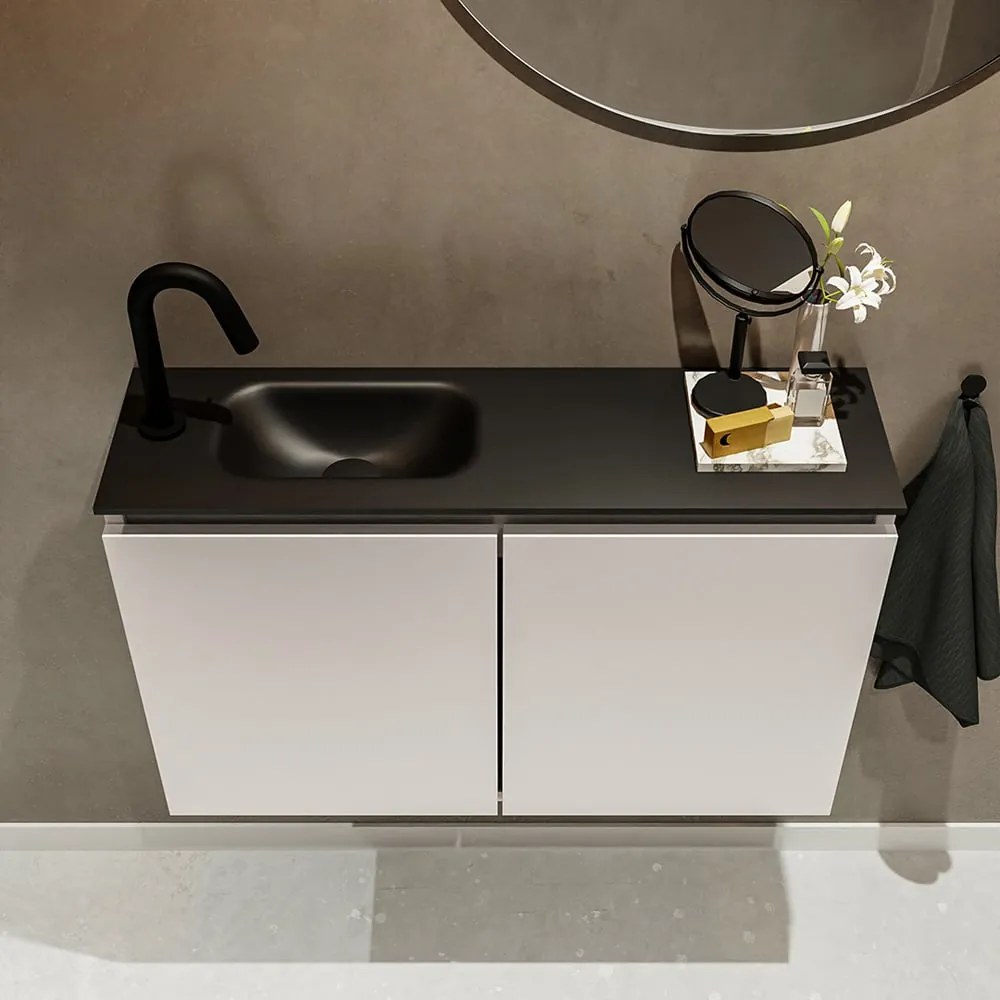 Mondiaz Ture 80cm toiletmeubel linen met wastafel urban links 1 kraangat