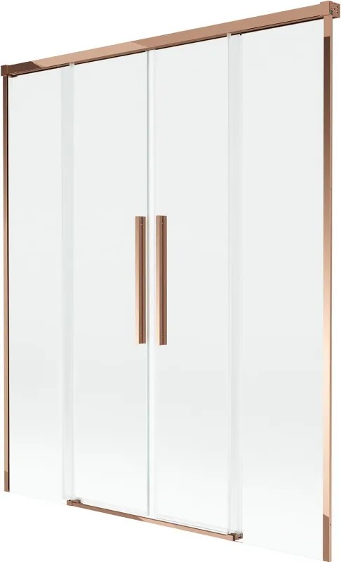 Mexen Rox tweedelige verschuifbare badwand 160 x 150 cm, transparant, roze goud - 8C9-160-002-60-00