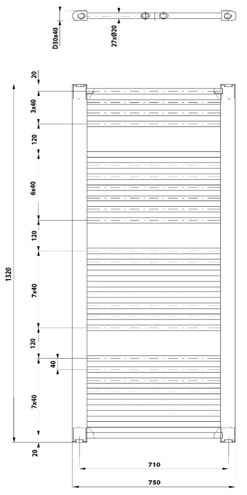Aqualine Direct badkamer handdoek radiator 75x132cm wit 996 Watt