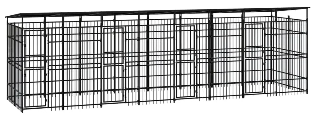 vidaXL Hondenkennel met dak 14,75 m² staal