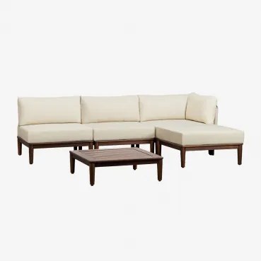 Tuinset Met 3-delige Modulaire Hoekbank, Salontafel En Poef Van Acaciahout Giulia Donker Acaciabruin - Sklum