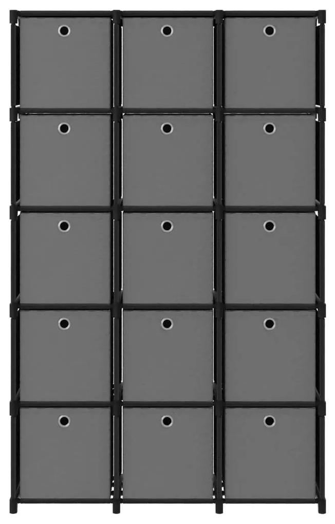vidaXL Kast met 15 vakken met boxen 103x30x175,5 cm stof zwart
