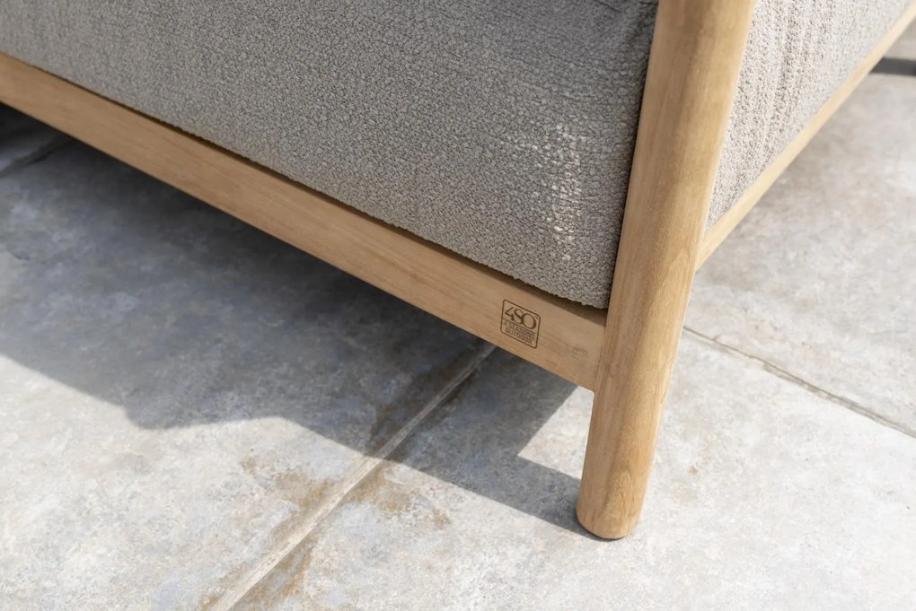 4 Seasons Outdoor Marie chaise loungeset teak met loungestoel en Finn tafels SALE Loungeset taupe weerbestendig