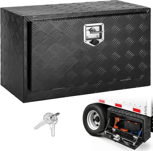 VEVOR Truckbox gereedschapskist, opbergbox voor onder de laadbak van een aanhanger, gereedschapskist 760 x 432 x 457 mm, opbergbox voor pick-ups, aluminiumlegering, draagvermogen 30 kg, afsluitbare opbergbox
