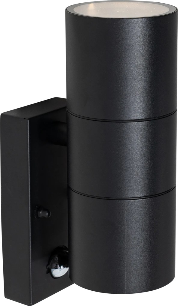 Buitenwandlamp zwart 2-lichts AR70 met bewegingssensor - Duo