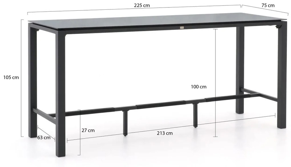 Bellagio Saretto bartafel 225x75x105cm
