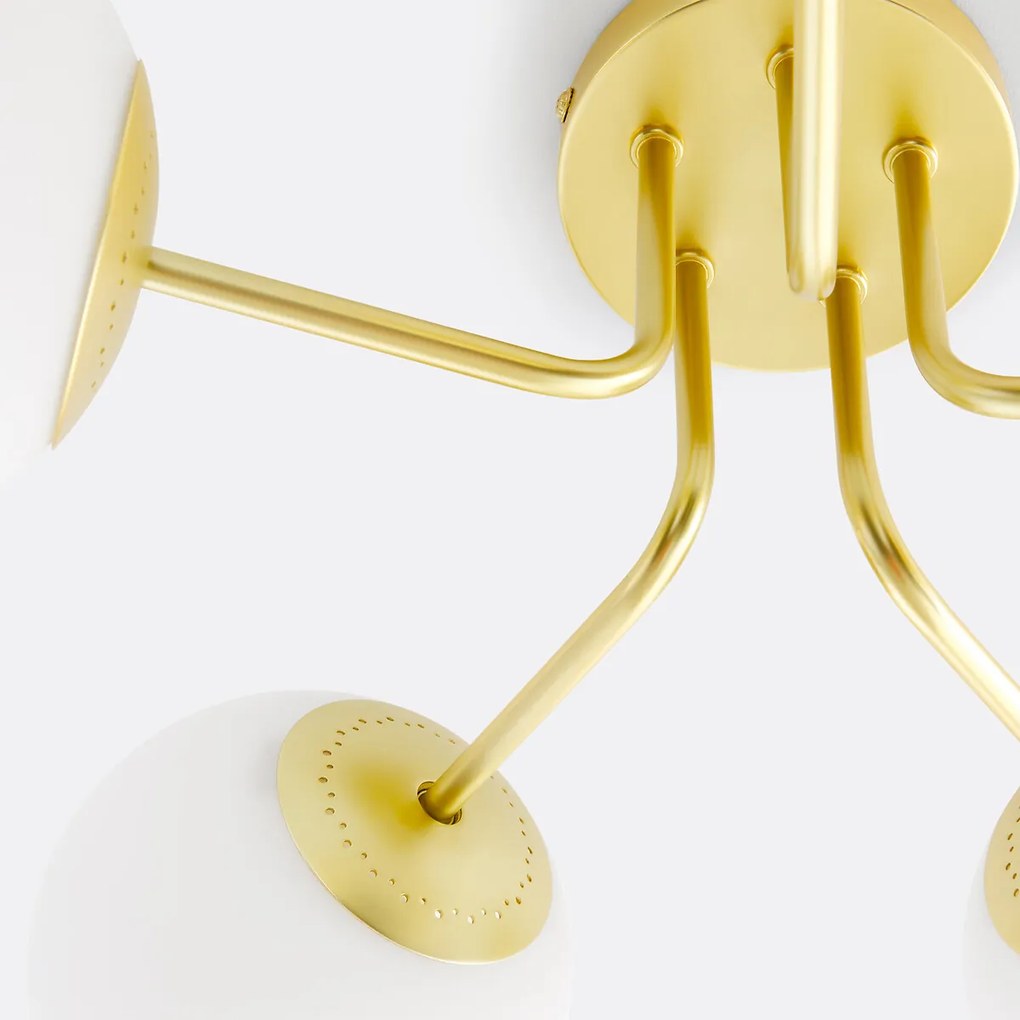 Plafondlamp in messing en opaline glas, Moricio