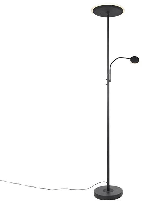 Moderne vloerlamp zwart incl. LED dimbaar met leesarm - Strela Modern Binnenverlichting Lamp