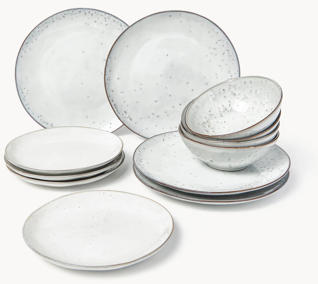 Handgemaakte serviesset Nordic Sand, 4 personen (12-delig)