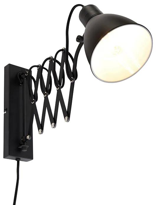 Industriële wandlamp zwart met verstelbare arm - Merle Industriele / Industrie / Industrial E27 Binnenverlichting Lamp