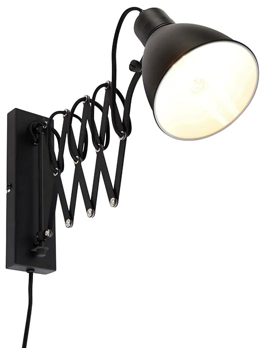 Industriële wandlamp zwart met verstelbare arm - Merle