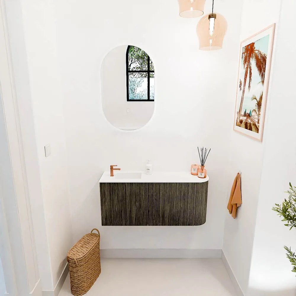 Mondiaz Joya 90cm toiletmeubel ronding rechts shadow met wastafel faye links 1 kraangat talc