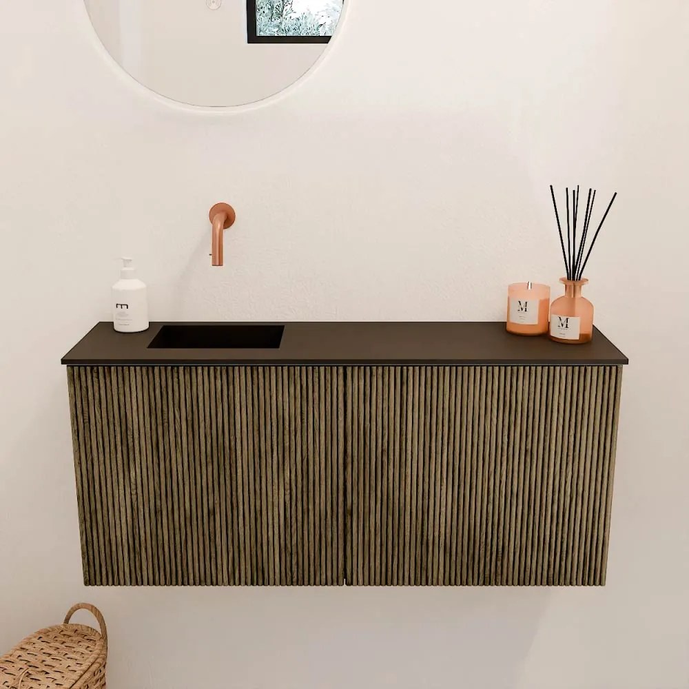Mondiaz Joya 90cm toiletmeubel dusk met wastafel faye links zonder kraangat urban