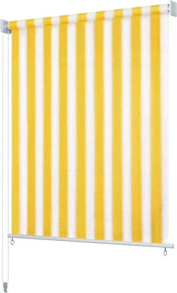 Rolgordijn voor buiten 100x230 cm geel en wit gestreept