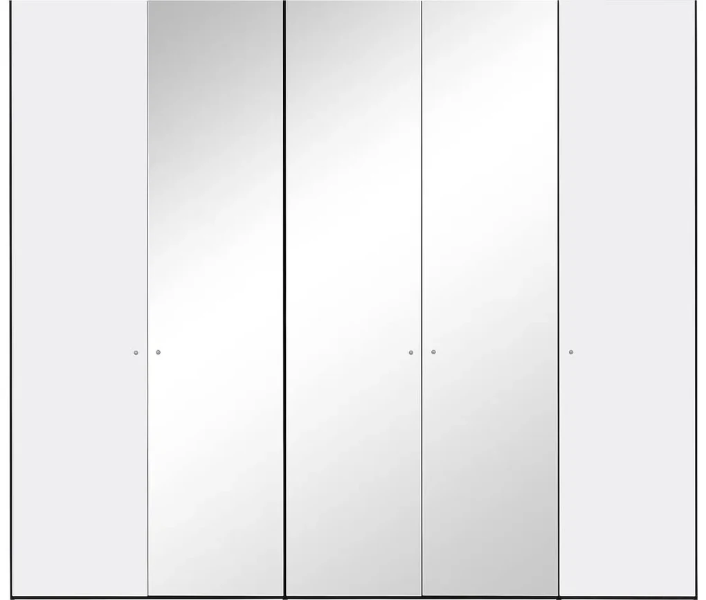 Goossens Kledingkast Easy Storage Ddk, Kledingkast 253 cm breed, 220 cm hoog, 2x draaideur en 3x spiegel draaideur midden