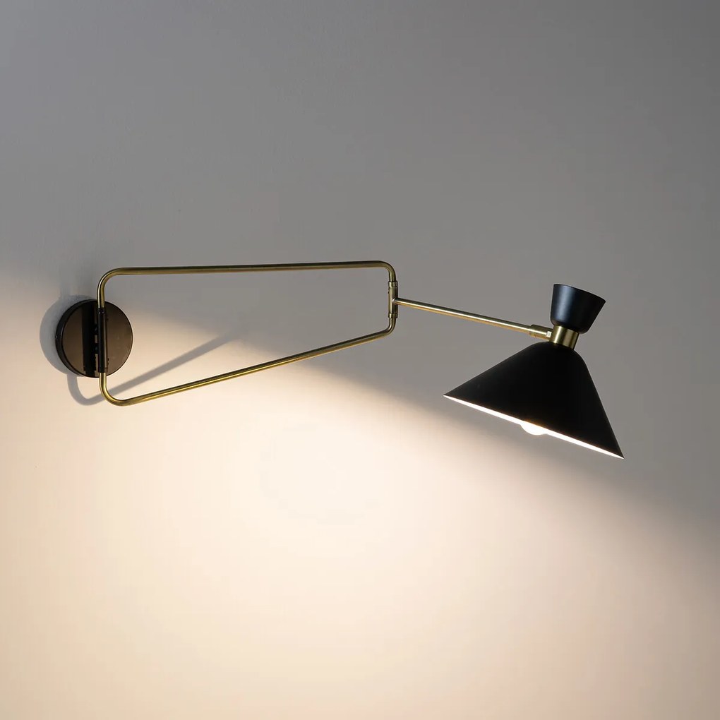 Scharnierende wandlamp in verouderde messing, Zoticus