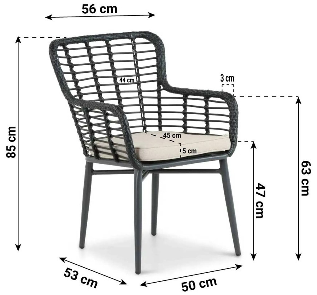 Tuinset 6 personen 240 cm Aluminium/Wicker Zwart De Laan Projects