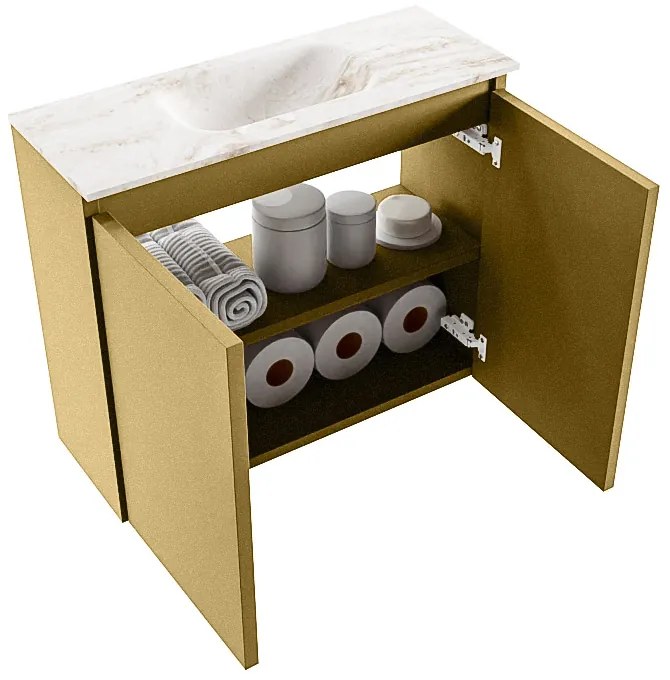 Mondiaz Ture DLux toiletmeubel 60cm oro met wastafel frappe midden met kraangat