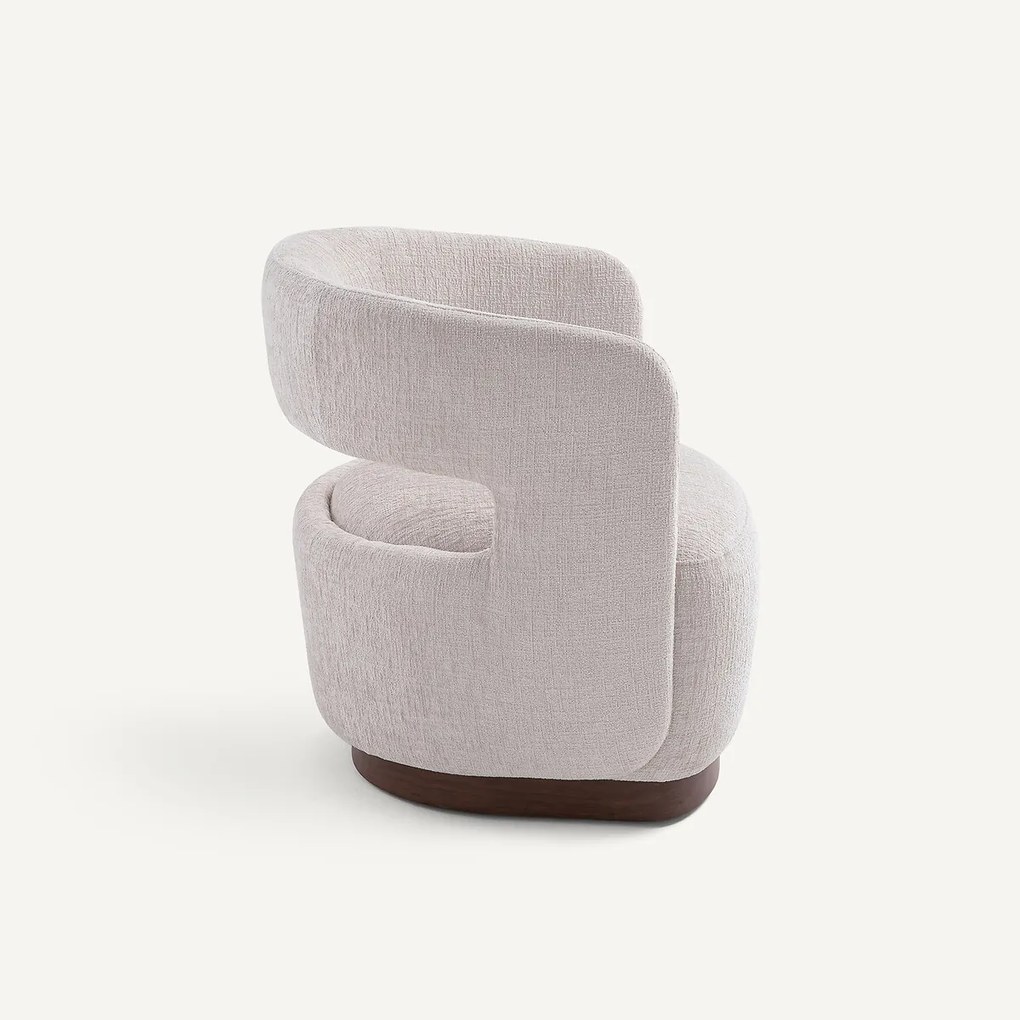 Fluwelen draaifauteuil met walnootfineer onderstel, JESPER